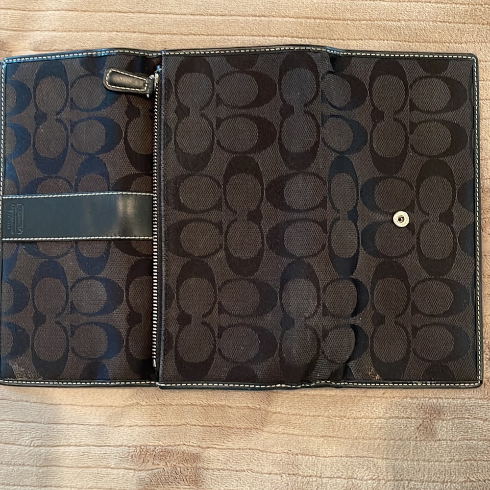 Coach Black Signature Large Checkbook Wallet Gem